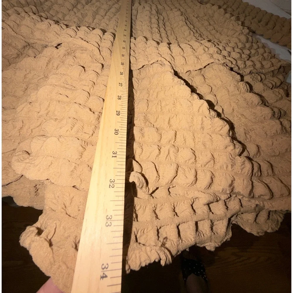 Simply‎ Southern Bubble Knit Tiered Dress Tan Popcorn Texture Long Sleeve Large
